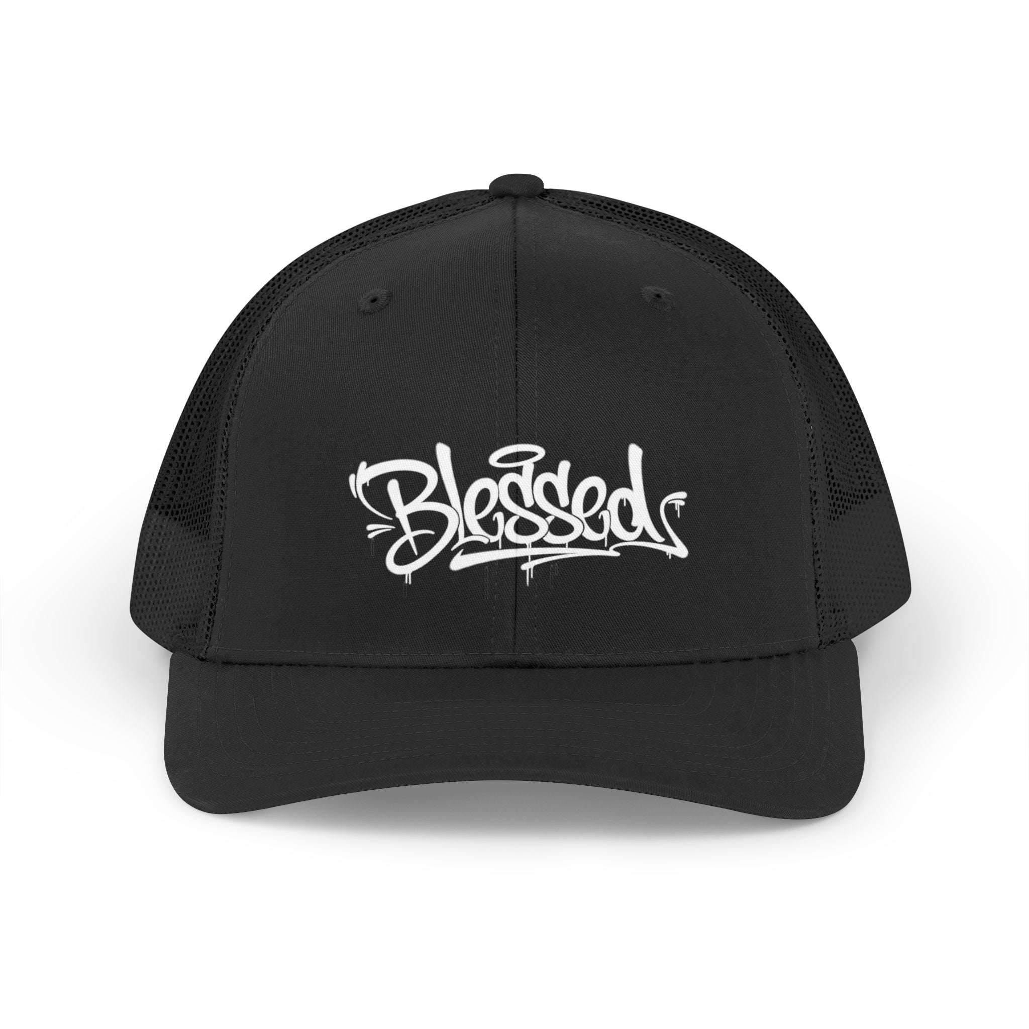 Trucker Hat — 'Blessed' Retro Script Mesh Cap