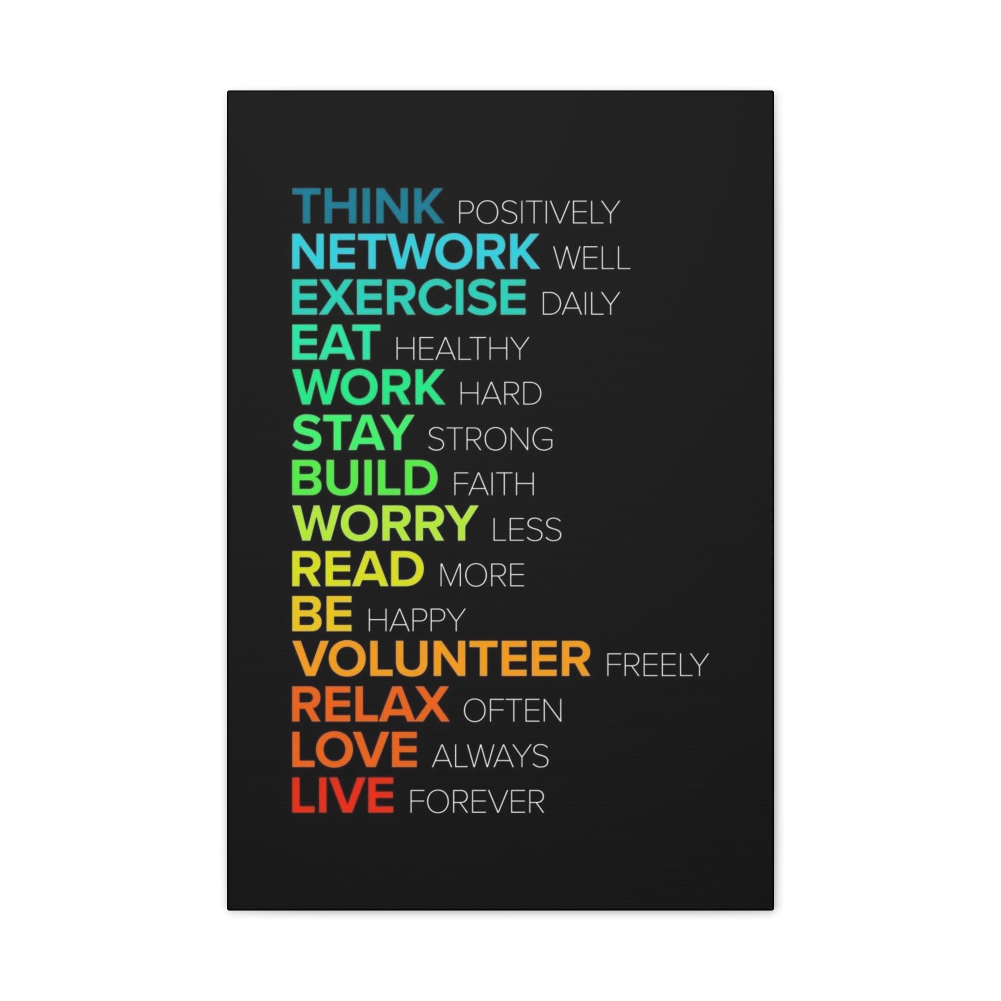 Motivational Daily Habits Canvas Print — Colorful Inspirational Wall Art
