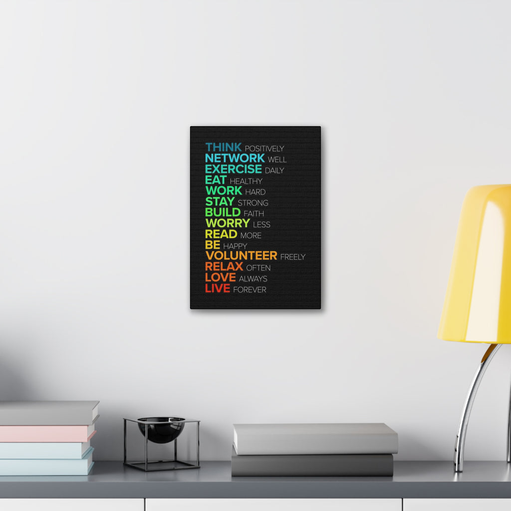 Motivational Daily Habits Canvas Print — Colorful Inspirational Wall Art
