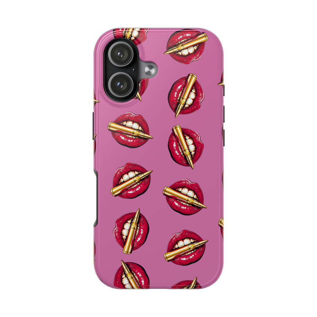 Red Lips with Cigarette Pattern Phone Case | Tough Phone Cases