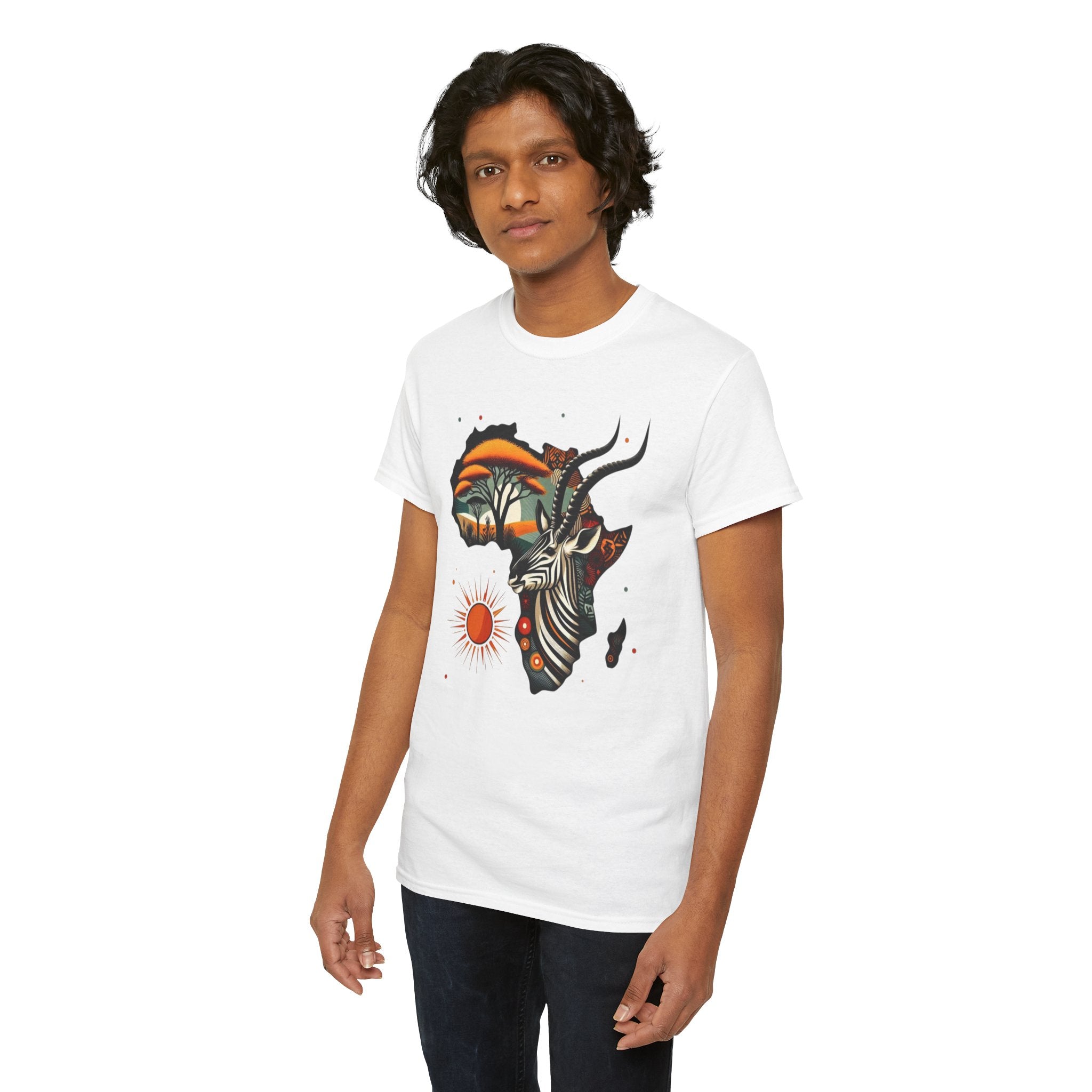 Africa Kudu Silhouette T-Shirt — Tribal Safari Sunrise Graphic Tee