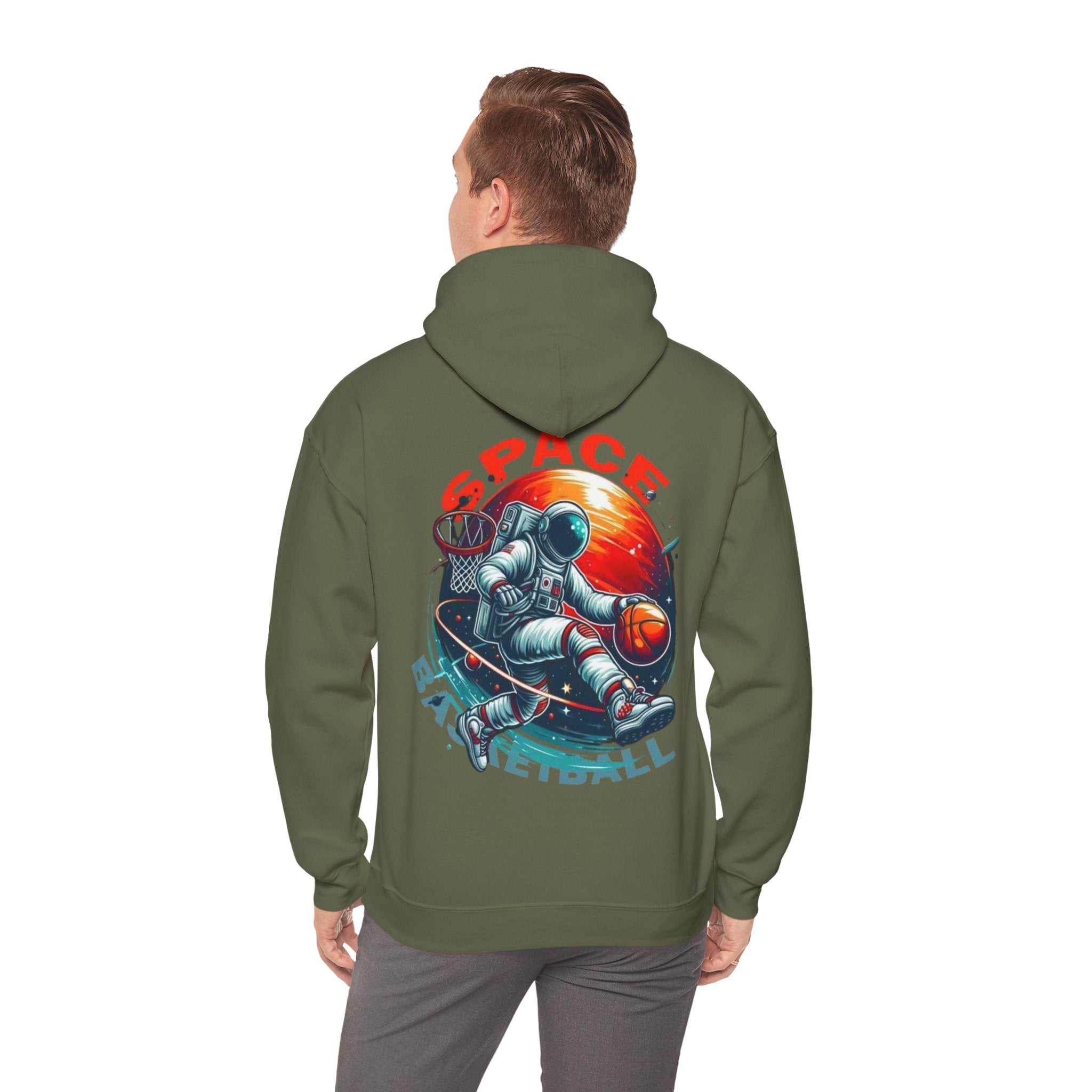 Space Basketball Hoodie - Astronaut Hoop Graphic Pullover