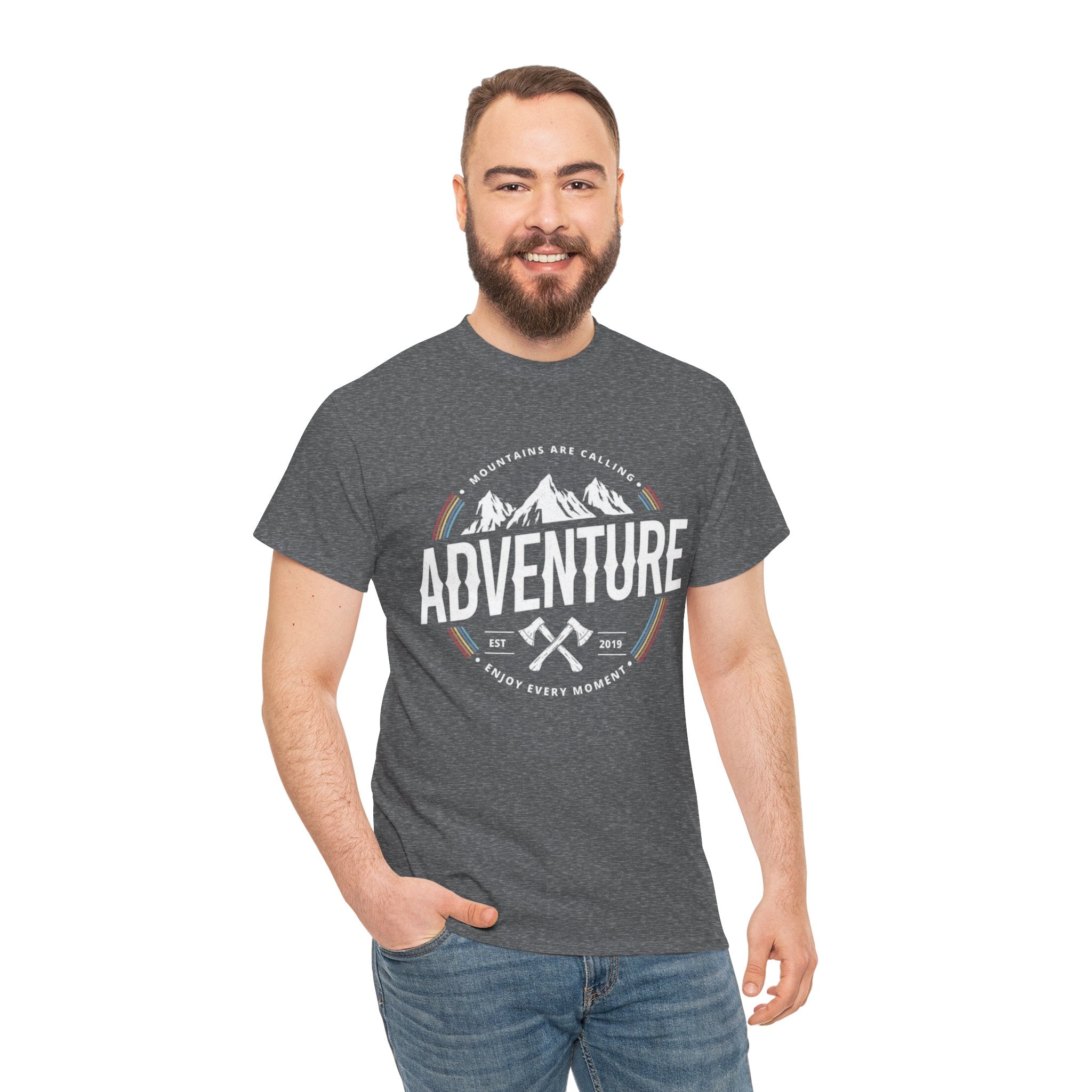 Adventure Mountain Badge Tee | Retro Outdoor Hiking Design
