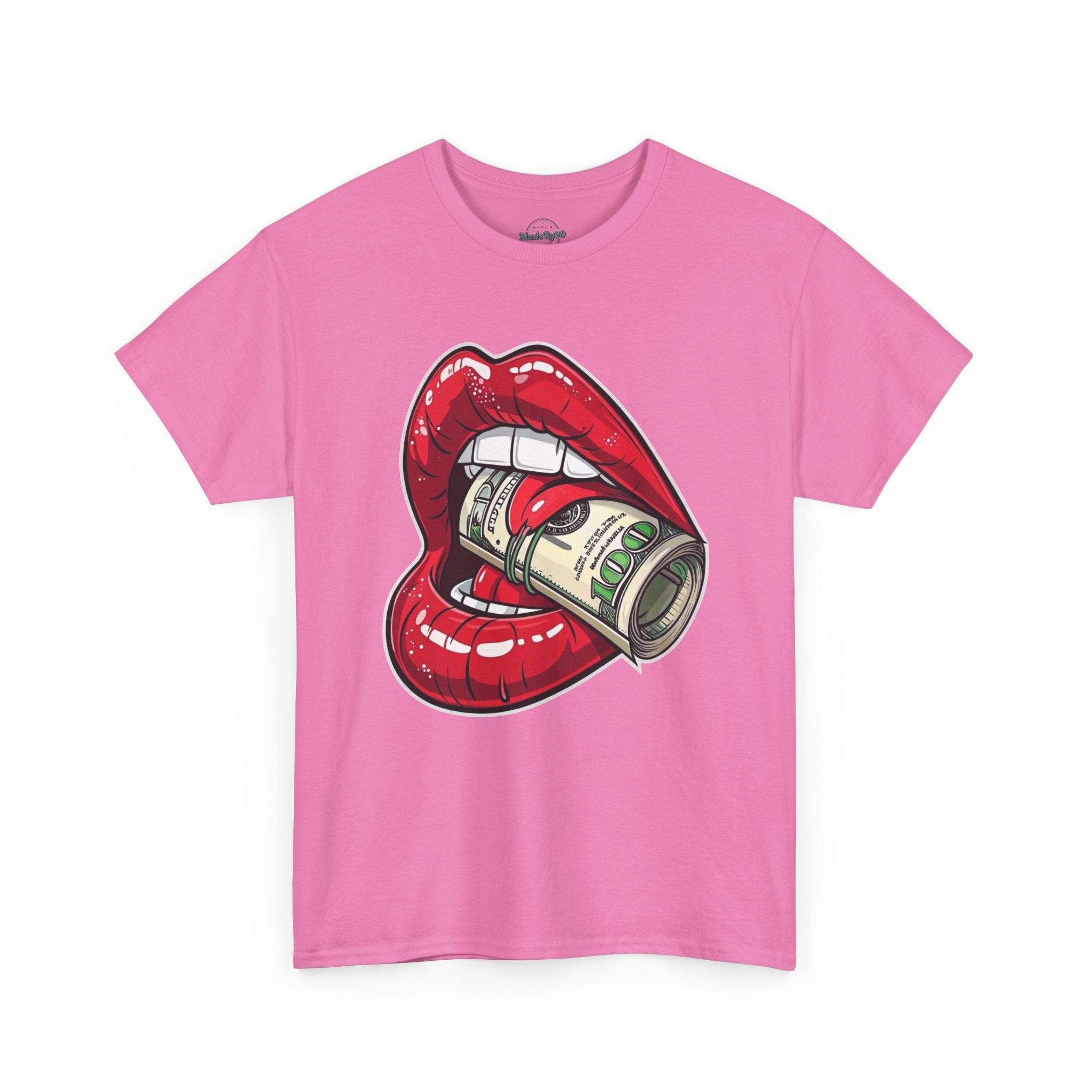 Red Glossy Lips with Rolled Dollar Tee | Money Mouth Graphic Shirt