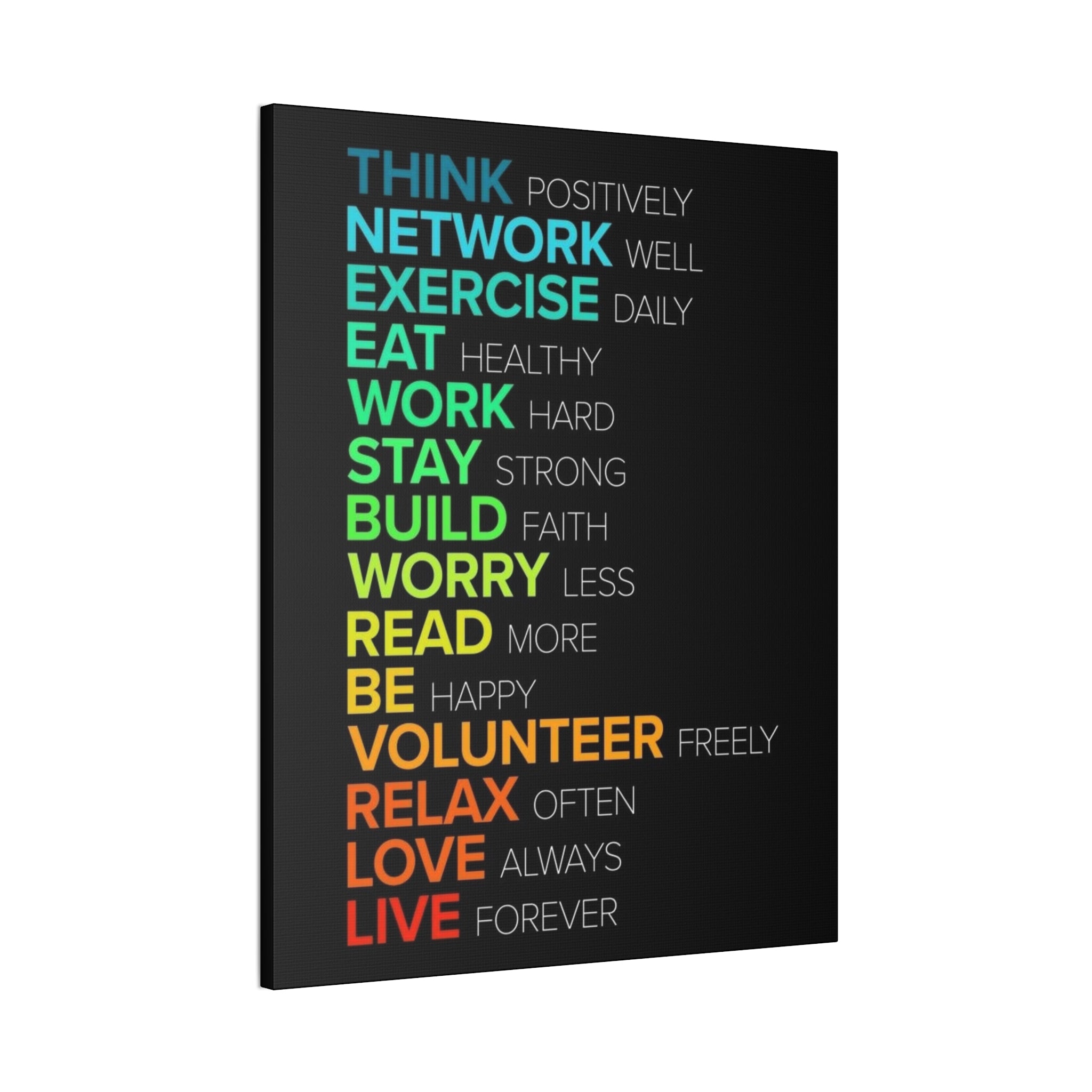 Motivational Daily Habits Canvas Print — Colorful Inspirational Wall Art