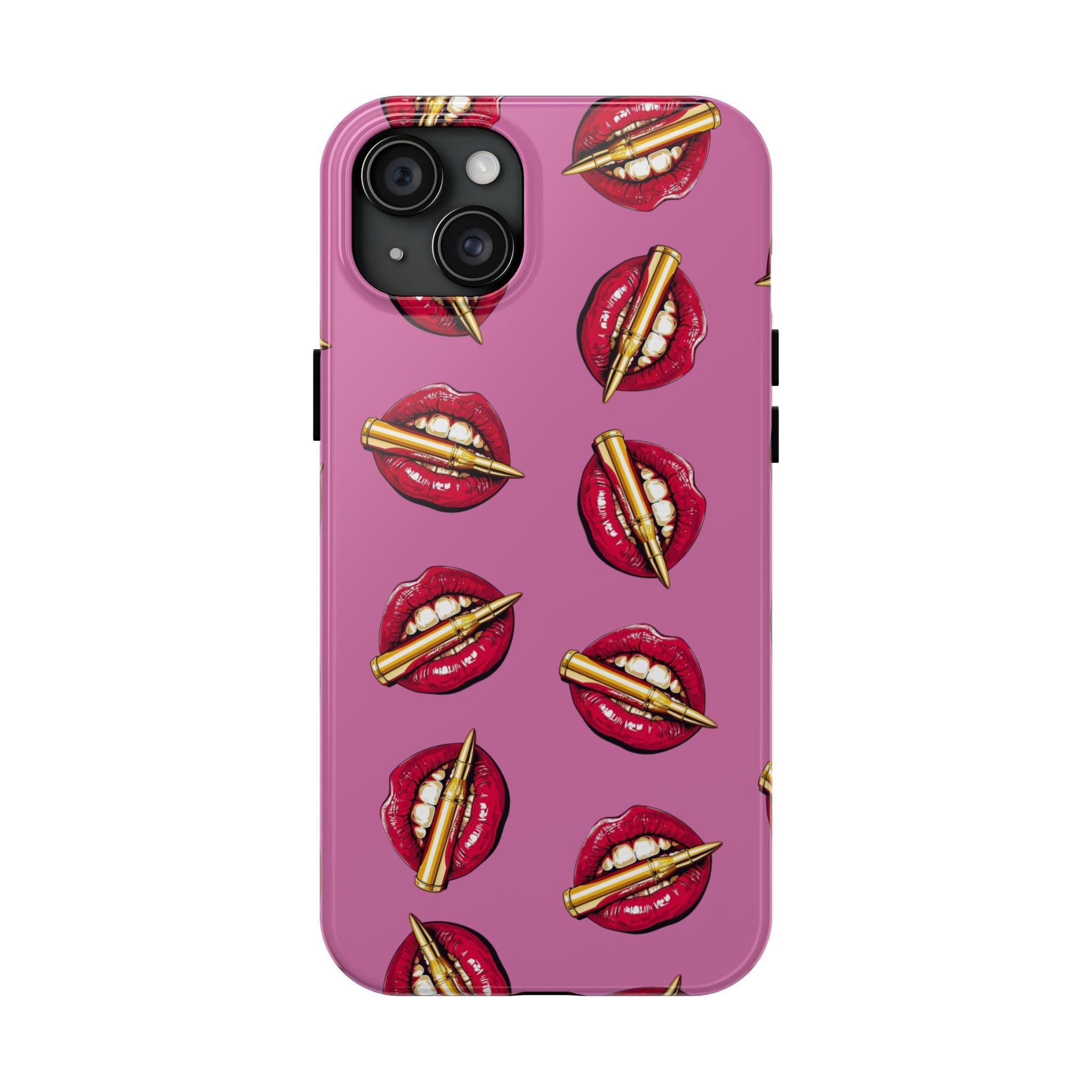 Red Lips with Cigarette Pattern Phone Case | Tough Phone Cases