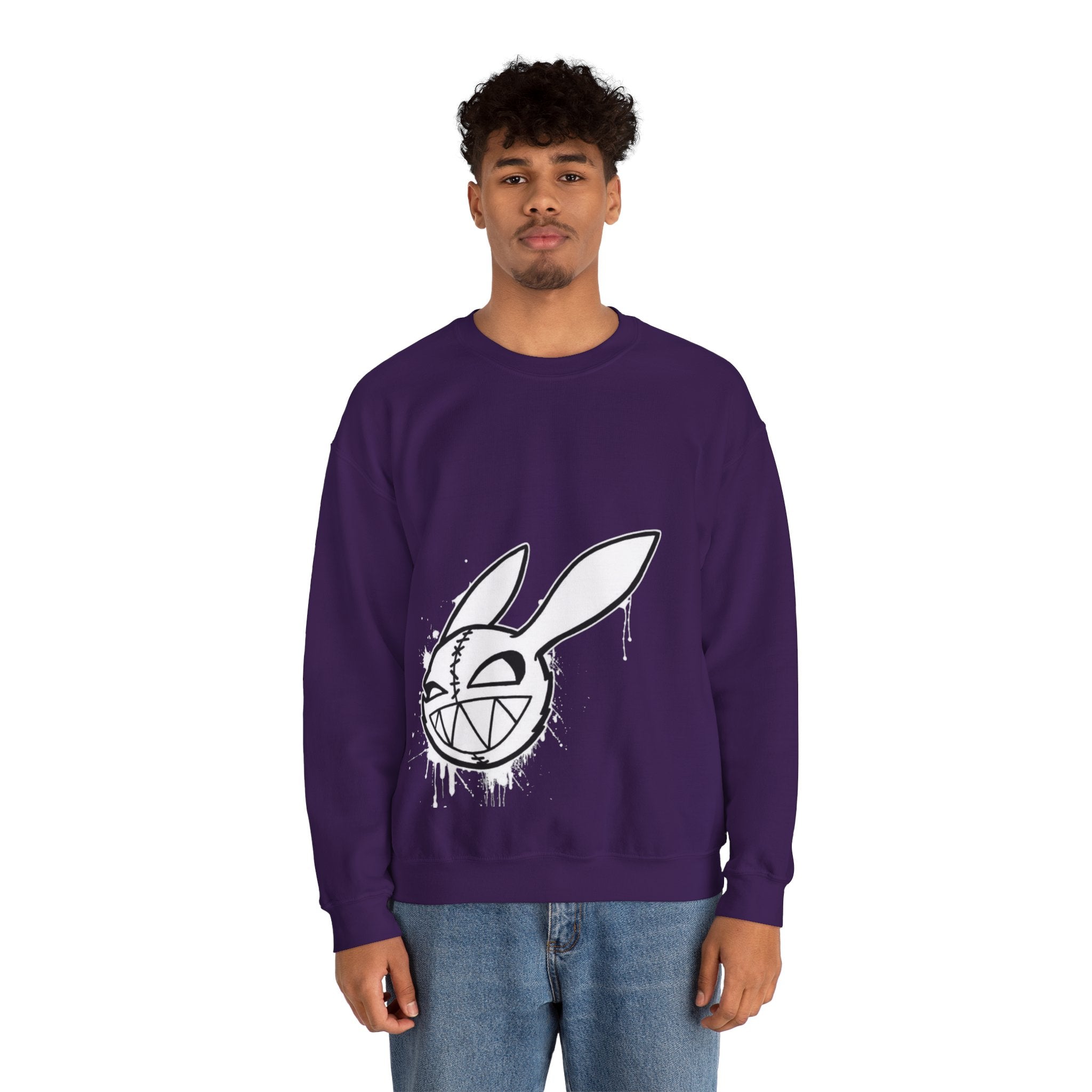Crewneck Sweatshirt — Grinning Bunny Line Art Crewneck