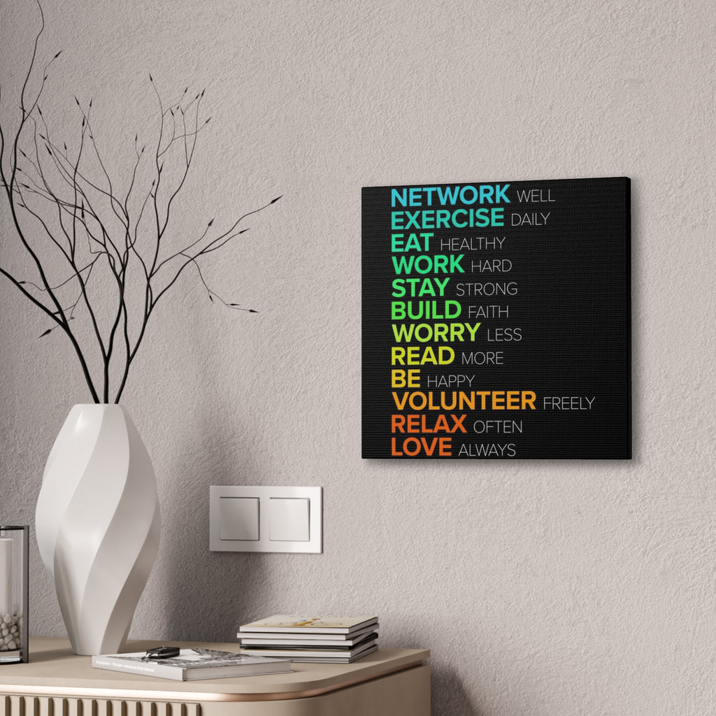 Motivational Daily Habits Canvas Print — Colorful Inspirational Wall Art