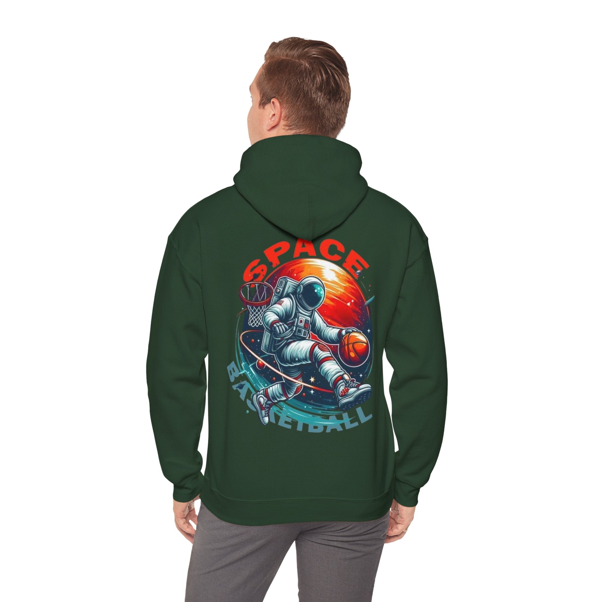 Space Basketball Hoodie - Astronaut Hoop Graphic Pullover