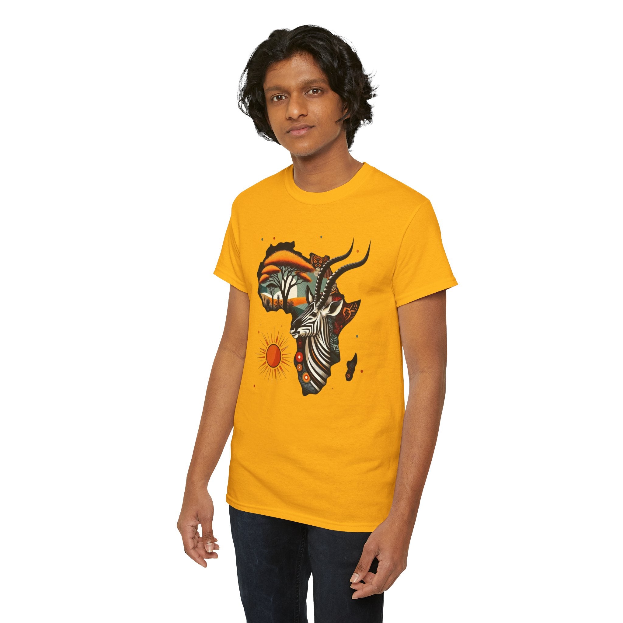 Africa Kudu Silhouette T-Shirt — Tribal Safari Sunrise Graphic Tee