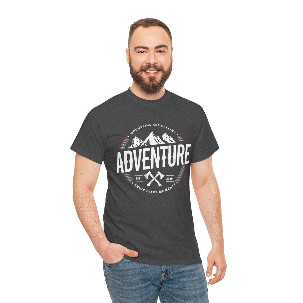 Adventure Mountain Badge Tee | Retro Outdoor Hiking Design