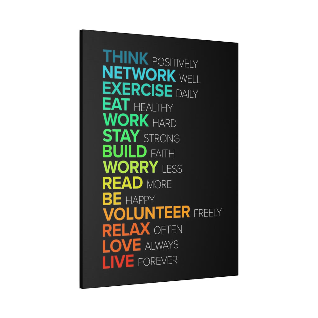 Motivational Daily Habits Canvas Print — Colorful Inspirational Wall Art