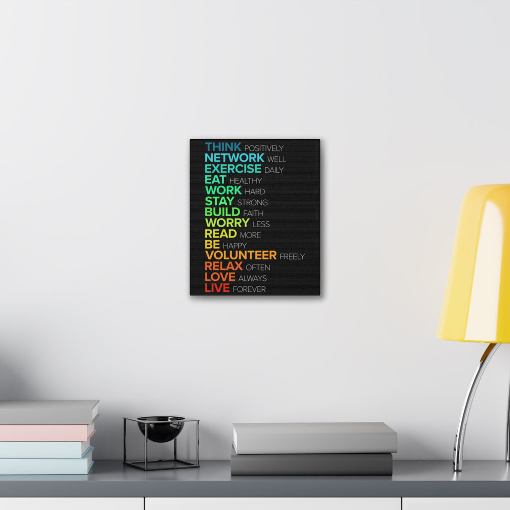 Motivational Daily Habits Canvas Print — Colorful Inspirational Wall Art
