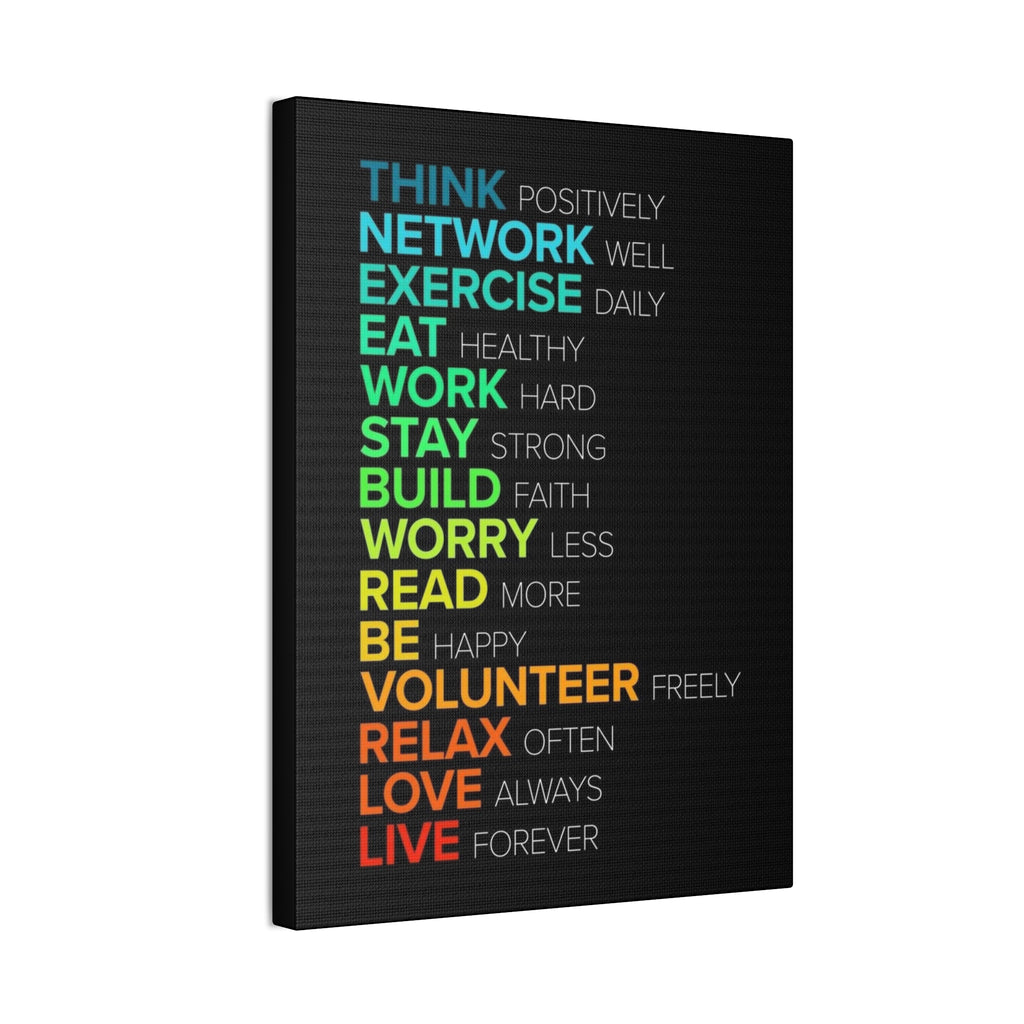 Motivational Daily Habits Canvas Print — Colorful Inspirational Wall Art