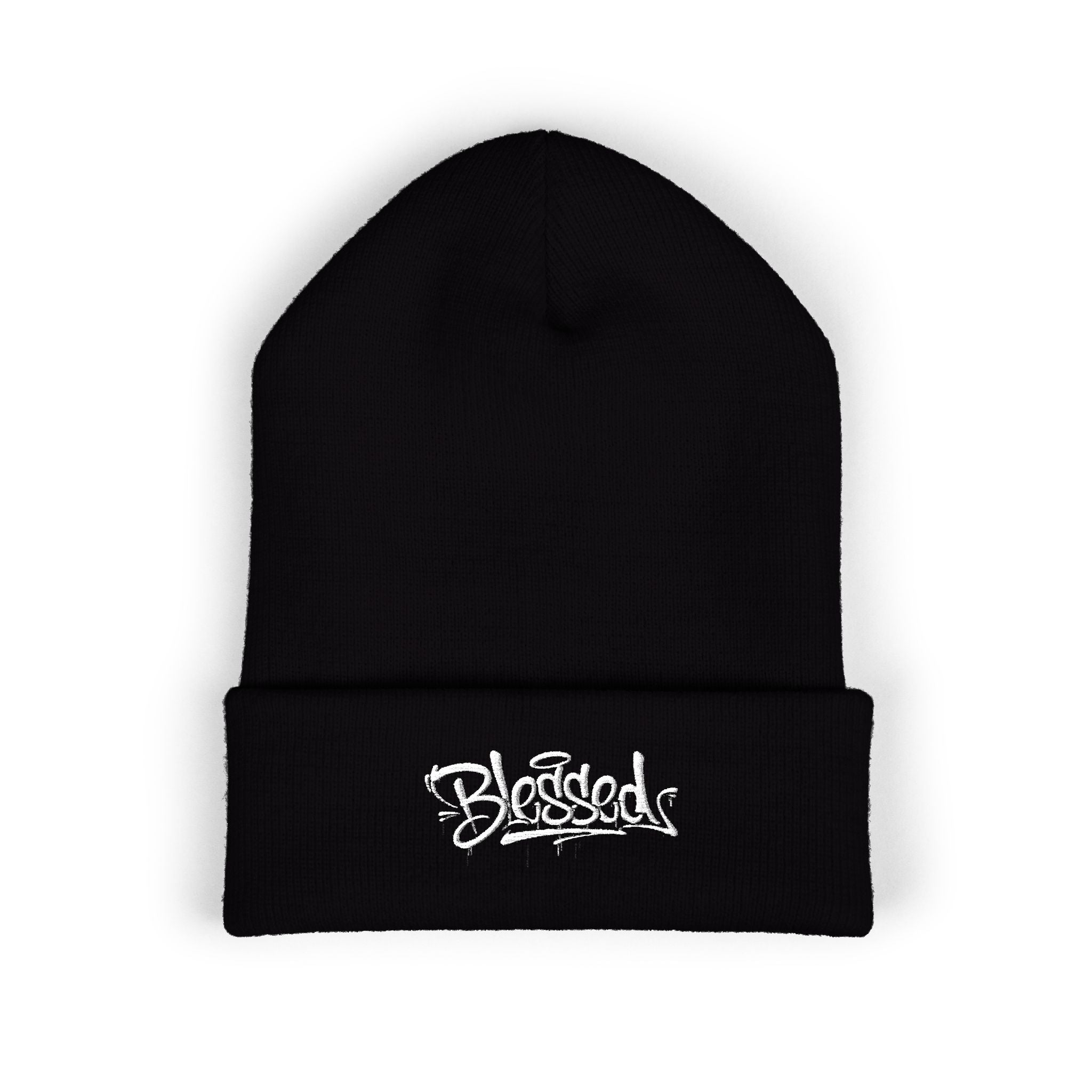 Embroidered "Skateish" Classic Cuffed Beanie — Yellow Knit Hat