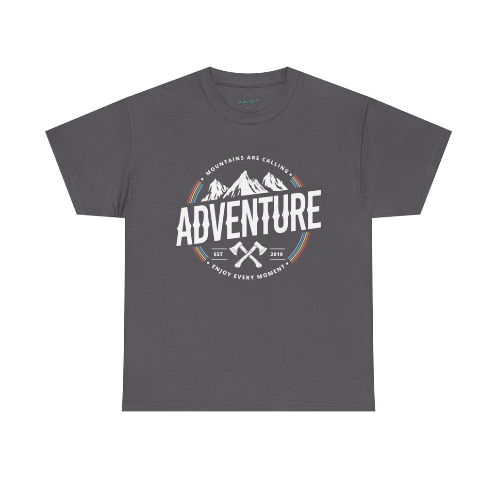 Adventure Mountain Badge Tee | Retro Outdoor Hiking Design