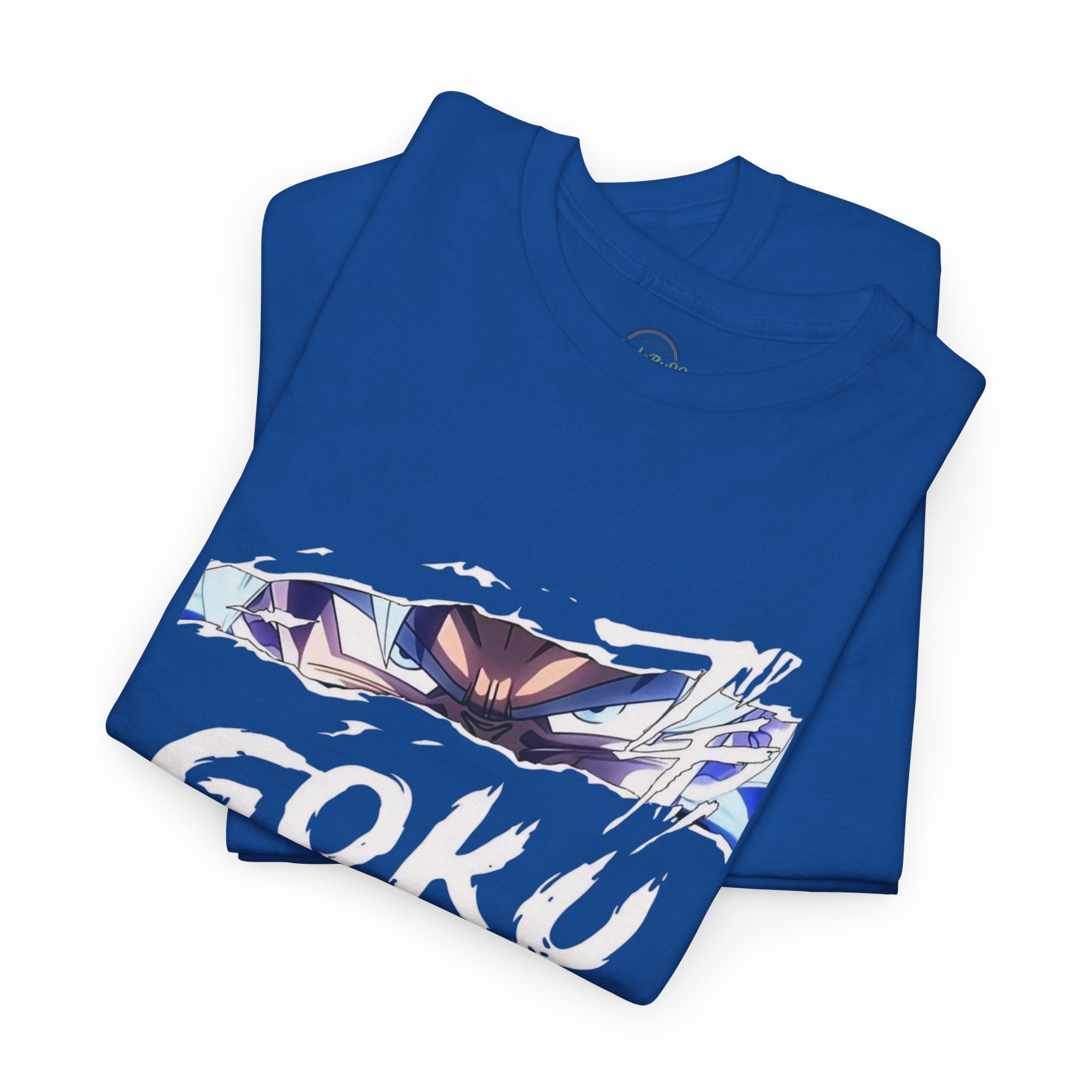 Goku Graphic Tee — Anime Eyes & Name Chest Print
